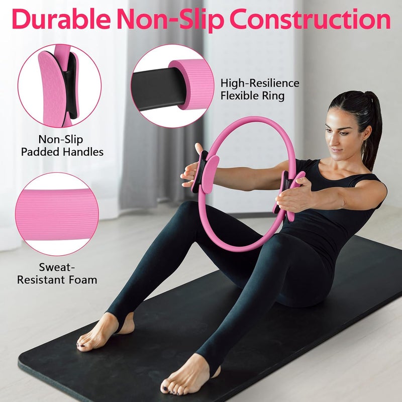 WALITO Home Pilates Kit for Women,Pilates Ring Set with Magic Circle,Resistance Bands,Figure 8 Workout Bands,Mini Ball, Compact Toning Fitness Essentials Starter Set Accessories Gift - Image 2